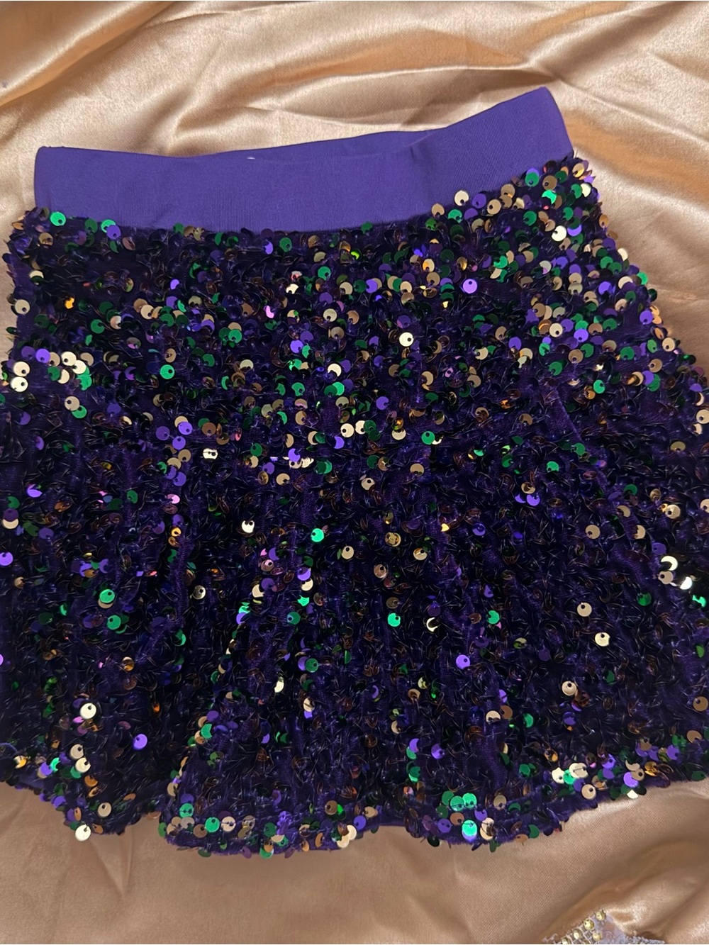 Mardi Gras Purple, Green & Gold Sequin Tiered Skirt Girls Size 4